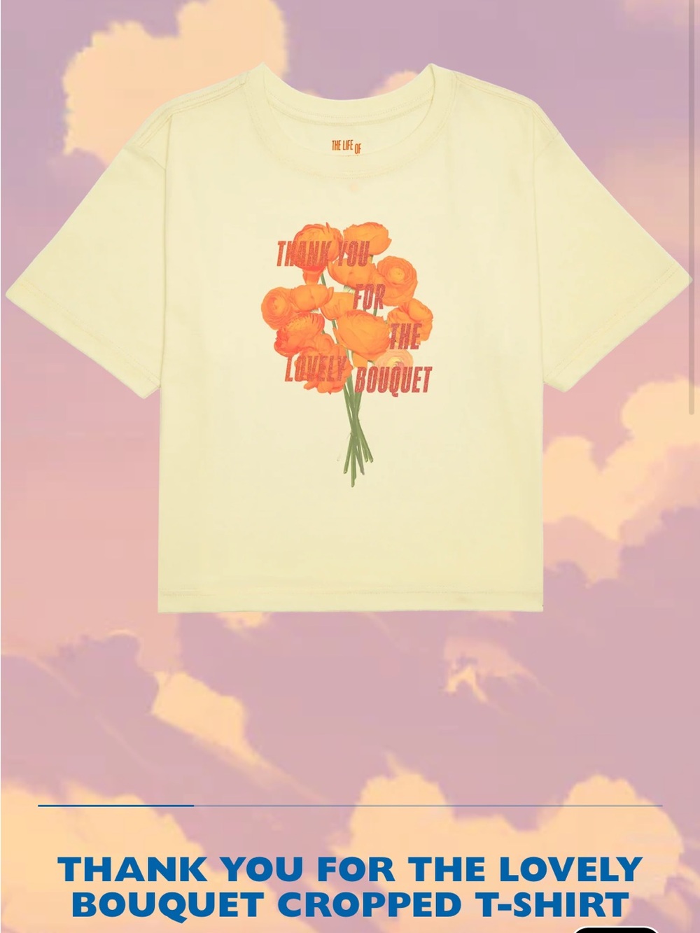 Taylor Swift Thank You Bouquet Cropped T-Shirt - Cream/Orange